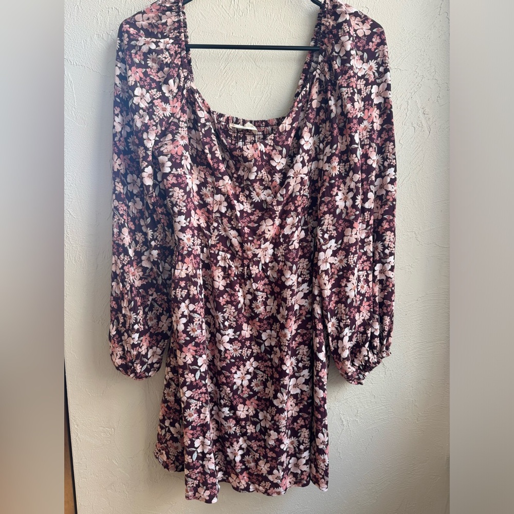 Altar’d State - Long Sleeve Burgundy floral dress - Women’s size Small